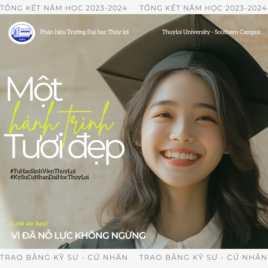 Ảnh tân cử nhân Đại học Thủy Lợi trong bộ lễ phục tốt nghiệp, cầm tấm bằng trong tay với ánh mắt rạng rỡ, đánh dấu ngày lễ trang trọng và ý nghĩa.